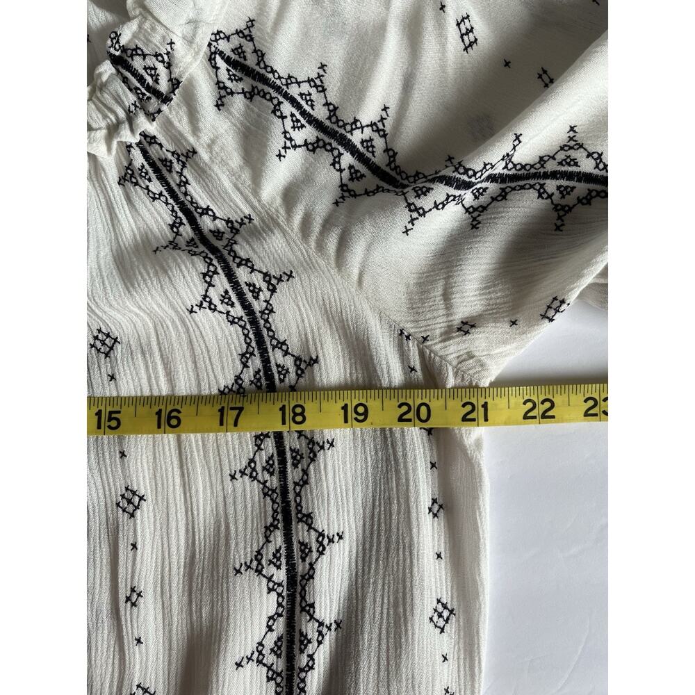 Knox Rose Peasant Top Women's Sz L White Embroidery Tassel Boho Cottage Country - Picture 9 of 10